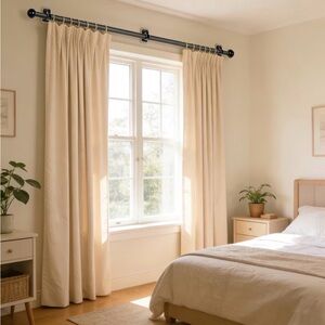 Brand New Black Curtain Rods No Drilling or Drill For Windows (66-120)